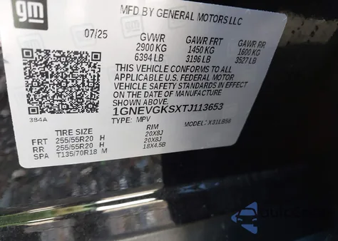 2026 Chevrolet Traverse Awd Lt из США, поврежденный, VIN 1GNEVGKSXTJ113653